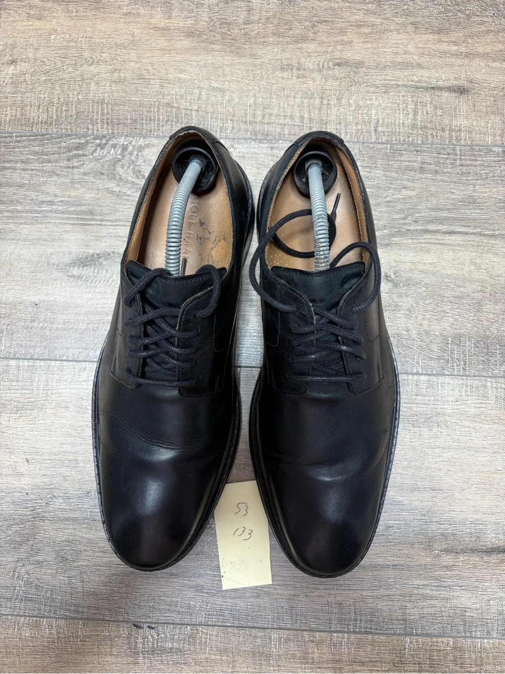 Cole Haan Black Leather Derby Lace-Up Shoes